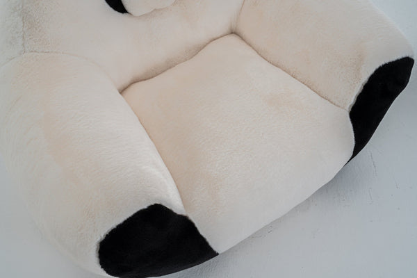 English Elm Panda-shaped Beanbag Chair Faux Fur Kids Playroom Accent Sculptural Foam Seat W2012P399207