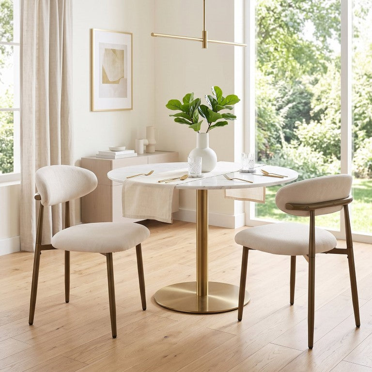 English Elm Metal Frame Farmhouse Dining Chairs Upholstered Padded Set for Kitchen or Room Beige Set of 2 W2069P552472