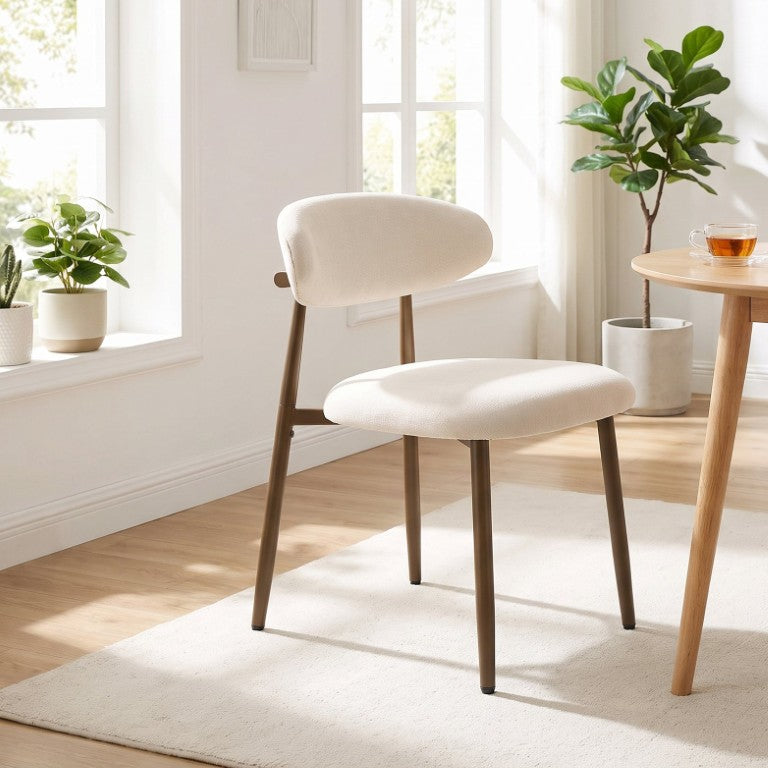 English Elm Metal Frame Farmhouse Dining Chairs Upholstered Padded Set for Kitchen or Room Beige Set of 2 W2069P552472