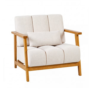 English Elm Accent Chair Mid-Century Modern Splayed Wood Legs High-Density Foam Seat with Lumbar Pillow W2069P576832