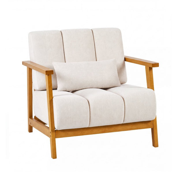 English Elm Accent Chair Mid-Century Modern Splayed Wood Legs High-Density Foam Seat with Lumbar Pillow W2069P576832