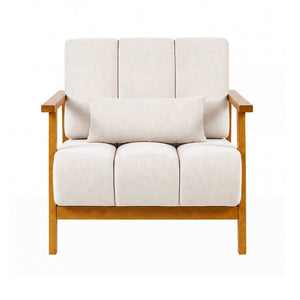 English Elm Accent Chair Mid-Century Modern Splayed Wood Legs High-Density Foam Seat with Lumbar Pillow W2069P576832