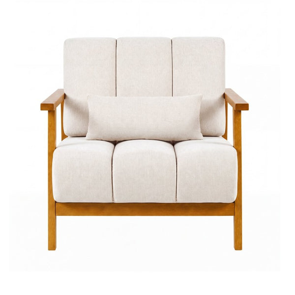 English Elm Accent Chair Mid-Century Modern Splayed Wood Legs High-Density Foam Seat with Lumbar Pillow W2069P576832