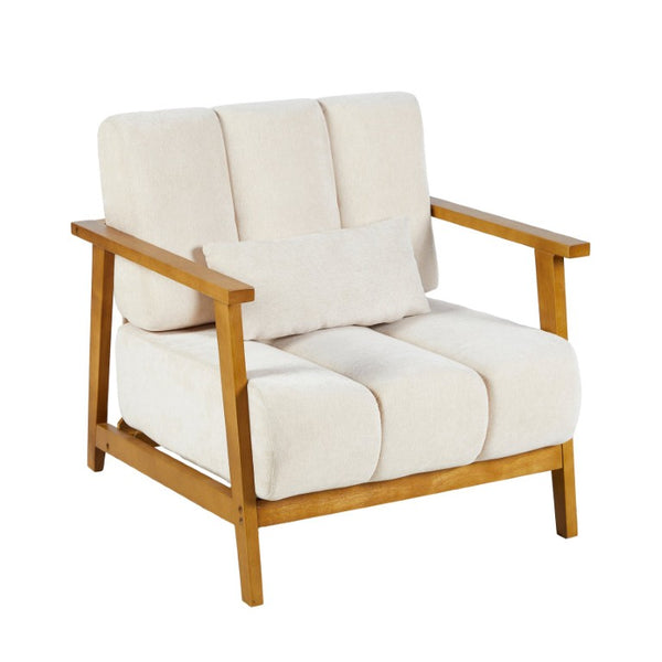 English Elm Accent Chair Mid-Century Modern Splayed Wood Legs High-Density Foam Seat with Lumbar Pillow W2069P576832