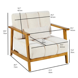 English Elm Accent Chair Mid-Century Modern Splayed Wood Legs High-Density Foam Seat with Lumbar Pillow W2069P576832