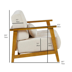 English Elm Accent Chair Mid-Century Modern Splayed Wood Legs High-Density Foam Seat with Lumbar Pillow W2069P576832