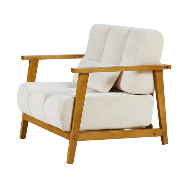 English Elm Accent Chair Mid-Century Modern Splayed Wood Legs High-Density Foam Seat with Lumbar Pillow W2069P576832