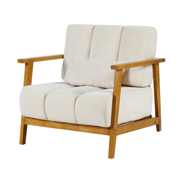 English Elm Accent Chair Mid-Century Modern Splayed Wood Legs High-Density Foam Seat with Lumbar Pillow W2069P576832