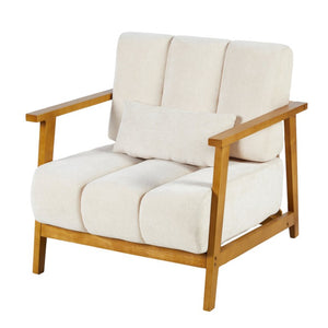 English Elm Accent Chair Mid-Century Modern Splayed Wood Legs High-Density Foam Seat with Lumbar Pillow W2069P576832