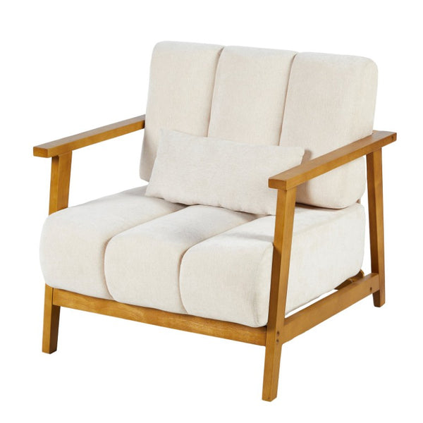 English Elm Accent Chair Mid-Century Modern Splayed Wood Legs High-Density Foam Seat with Lumbar Pillow W2069P576832