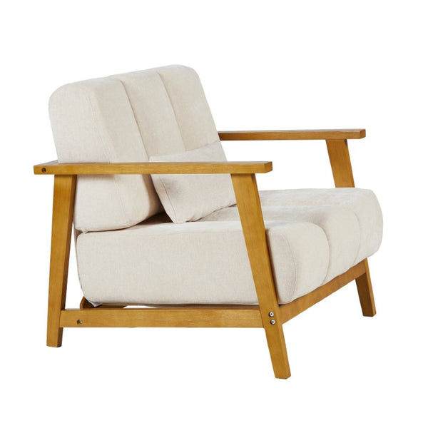 English Elm Accent Chair Mid-Century Modern Splayed Wood Legs High-Density Foam Seat with Lumbar Pillow W2069P576832