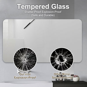 English Elm Bathroom Wall Mirror Frameless Anti-Fog Silver Glass for Vanity and Bedroom W2071123878
