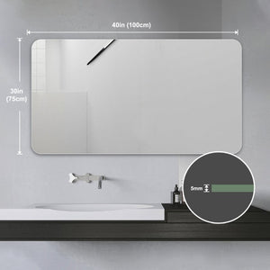English Elm Bathroom Wall Mirror Frameless Anti-Fog Silver Glass for Vanity and Bedroom W2071123878