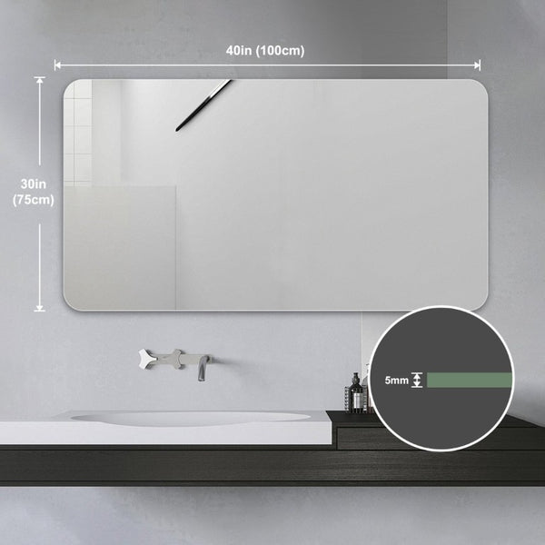 English Elm Bathroom Wall Mirror Frameless Anti-Fog Silver Glass for Vanity and Bedroom W2071123878