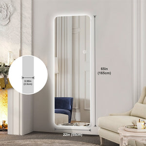English Elm 65x22inch Led Backlit Full Length Wall Mirror with Dimmable Soft Glow for Bedroom W2071P202830