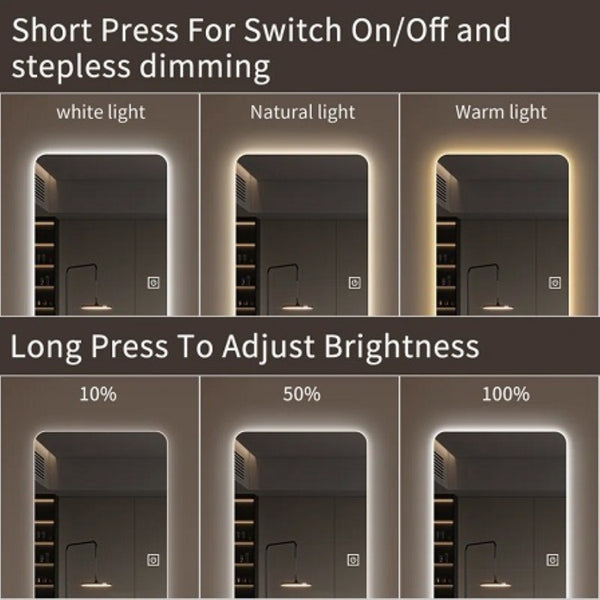 English Elm 65x22inch Led Backlit Full Length Wall Mirror with Dimmable Soft Glow for Bedroom W2071P202830