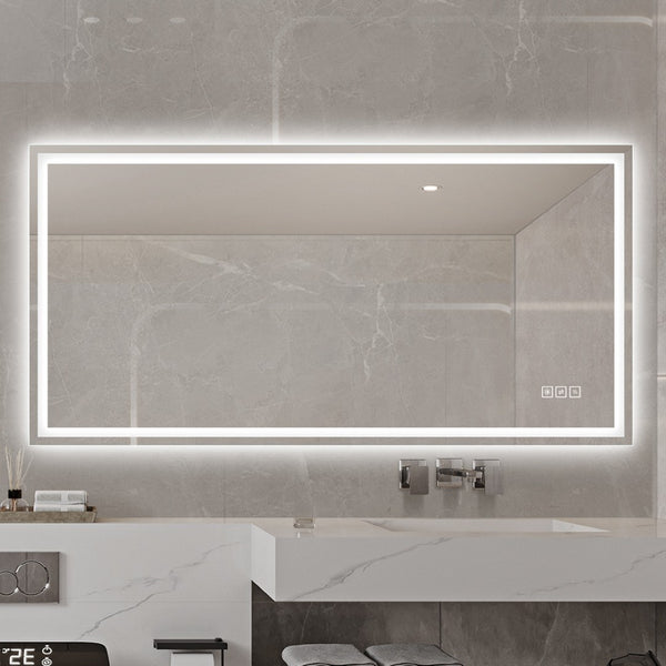 English Elm 48×24 Frameless Led Backlit Bathroom Mirror Anti-fog Dimmable Touch Control Wall Mount W2071P398952