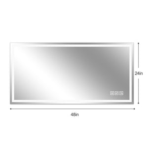 English Elm 48×24 Frameless Led Backlit Bathroom Mirror Anti-fog Dimmable Touch Control Wall Mount W2071P398952