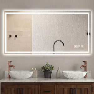 English Elm 48×24 Frameless Led Backlit Bathroom Mirror Anti-fog Dimmable Touch Control Wall Mount W2071P398952