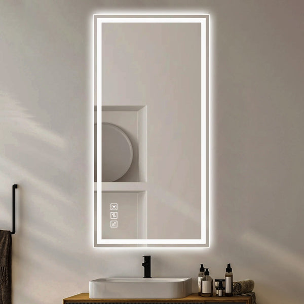English Elm 48×24 Frameless Led Backlit Bathroom Mirror Anti-fog Dimmable Touch Control Wall Mount W2071P398952