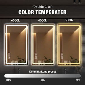 English Elm 48×24 Frameless Led Backlit Bathroom Mirror Anti-fog Dimmable Touch Control Wall Mount W2071P398952