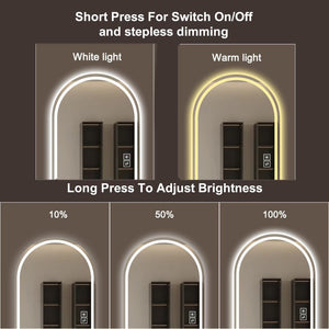 English Elm 65" Arch Led Vanity Mirror Dimmable Anti-fog Shatterproof Wall Mount Tri-color Lighting W2071P444846