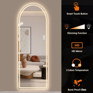 English Elm 65" Arch Led Vanity Mirror Dimmable Anti-fog Shatterproof Wall Mount Tri-color Lighting W2071P444846