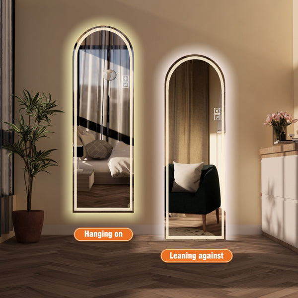 English Elm 65" Arch Led Vanity Mirror Dimmable Anti-fog Shatterproof Wall Mount Tri-color Lighting W2071P444846