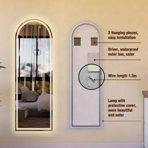English Elm 65" Arch Led Vanity Mirror Dimmable Anti-fog Shatterproof Wall Mount Tri-color Lighting W2071P444846