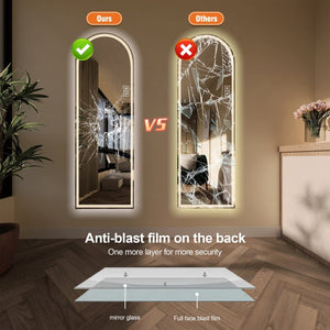 English Elm 65" Arch Led Vanity Mirror Dimmable Anti-fog Shatterproof Wall Mount Tri-color Lighting W2071P444846