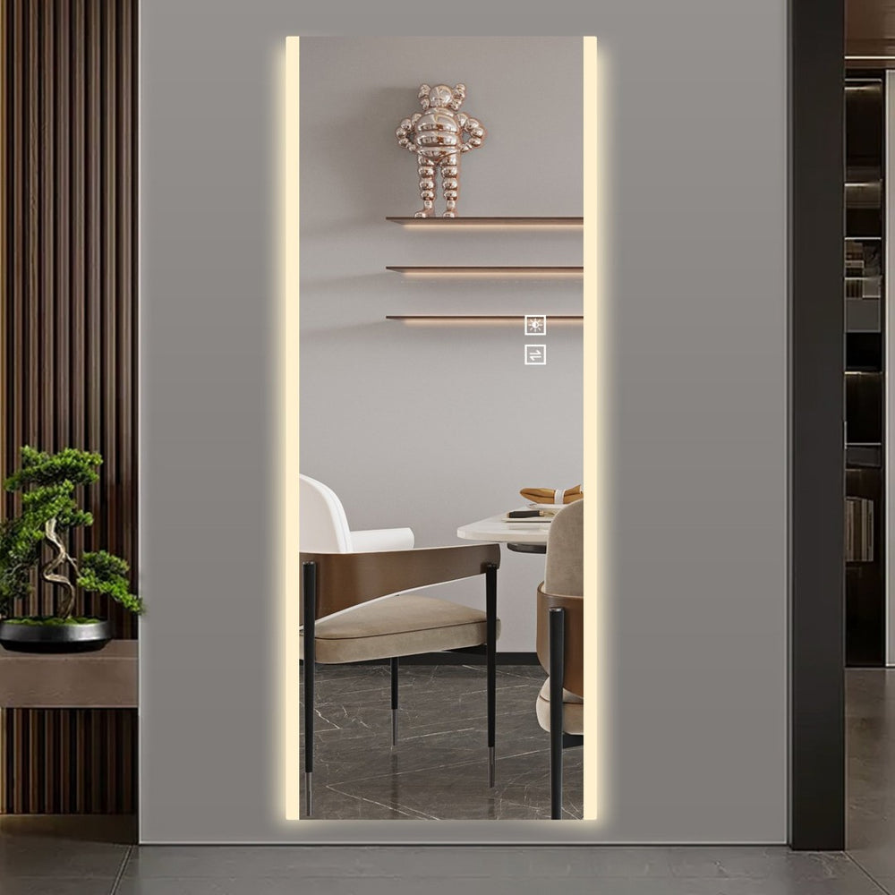 English Elm Modern Led Full Length Wall Mirror with Dimmable Glow Frosted Edges Bedroom Decor W2071P536537