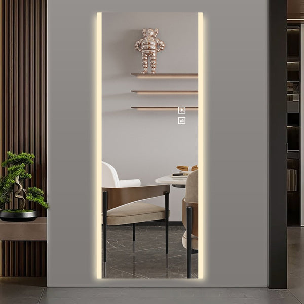English Elm Modern Led Full Length Wall Mirror with Dimmable Glow Frosted Edges Bedroom Decor W2071P536537
