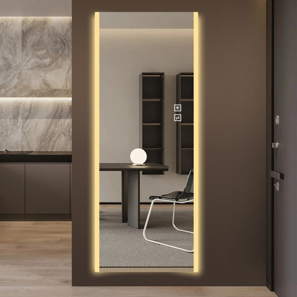 English Elm Modern Led Full Length Wall Mirror with Dimmable Glow Frosted Edges Bedroom Decor W2071P536537