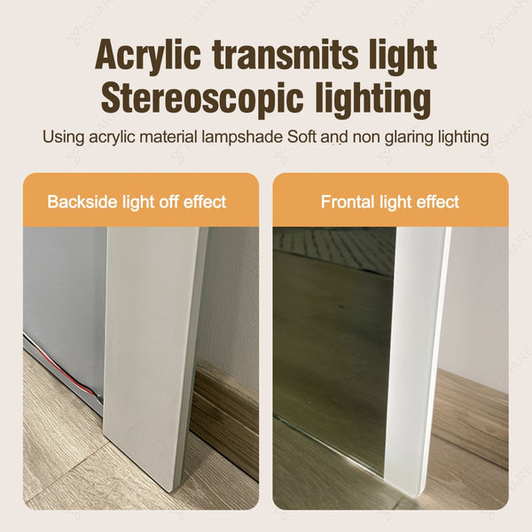 English Elm Modern Led Full Length Wall Mirror with Dimmable Glow Frosted Edges Bedroom Decor W2071P536537