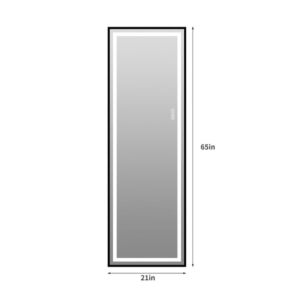 English Elm 65 Inch LED Full Length Mirror Dimmable Aluminum Frame Freestanding or Wall Mounted W2071P545741