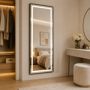 English Elm 65 Inch LED Full Length Mirror Dimmable Aluminum Frame Freestanding or Wall Mounted W2071P545741