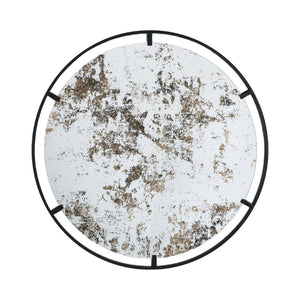 English Elm D31.5x0.5 Theodor Round Iron Frame Wall Mirror Antiqued Glass Industrial Entryway Accent W2078124323