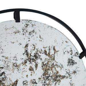 English Elm D31.5x0.5 Theodor Round Iron Frame Wall Mirror Antiqued Glass Industrial Entryway Accent W2078124323