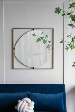 English Elm 32X1x32 Poppy Sculptural Gold Iron Frame Wall Mirror Organic Shape for Entryway Bath W2078124324
