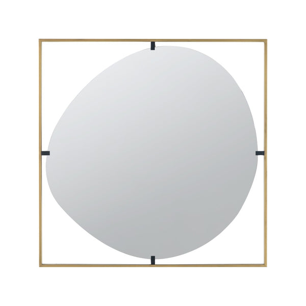 English Elm 32X1x32 Poppy Sculptural Gold Iron Frame Wall Mirror Organic Shape for Entryway Bath W2078124324