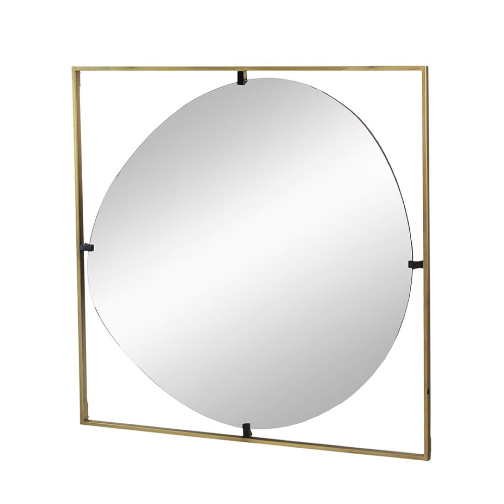 English Elm 32X1x32 Poppy Sculptural Gold Iron Frame Wall Mirror Organic Shape for Entryway Bath W2078124324