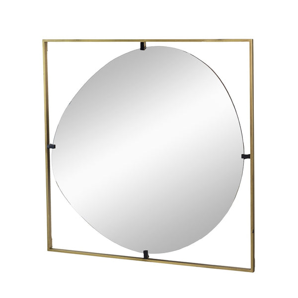 English Elm 32X1x32 Poppy Sculptural Gold Iron Frame Wall Mirror Organic Shape for Entryway Bath W2078124324