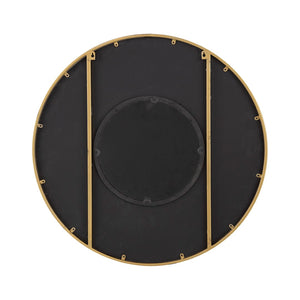 English Elm 31.5X1x31.5 Round Carved MDF Wall Mirror Gold Iron Frame Sculptural Entryway Decor W2078124348