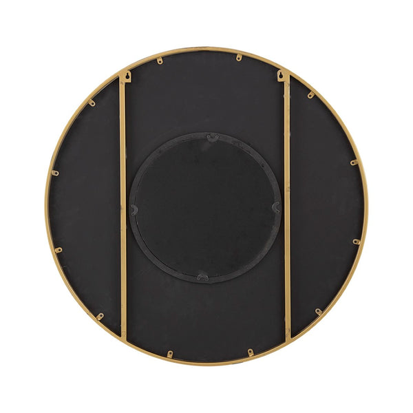 English Elm 31.5X1x31.5 Round Carved MDF Wall Mirror Gold Iron Frame Sculptural Entryway Decor W2078124348