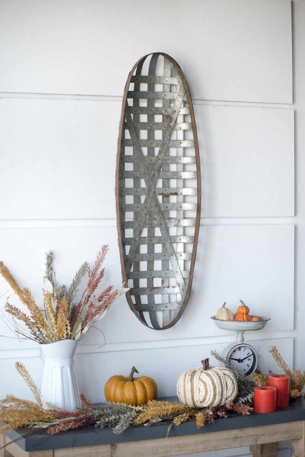 English Elm 12.5" Aged Iron Snowshoe Wall Art Vintage Grid Accent for Farmhouse Entryway Decor W2078130281