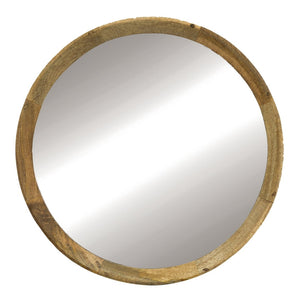 English Elm D20x1.5"transitional Mango Wood Round Mirror Natural Finish Porthole Frame Entryway Bath W2078130544