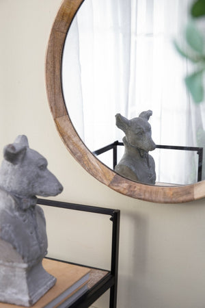 English Elm D20x1.5"transitional Mango Wood Round Mirror Natural Finish Porthole Frame Entryway Bath W2078130544