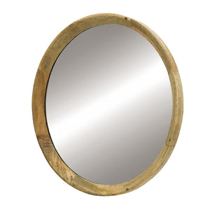 English Elm D20x1.5"transitional Mango Wood Round Mirror Natural Finish Porthole Frame Entryway Bath W2078130544