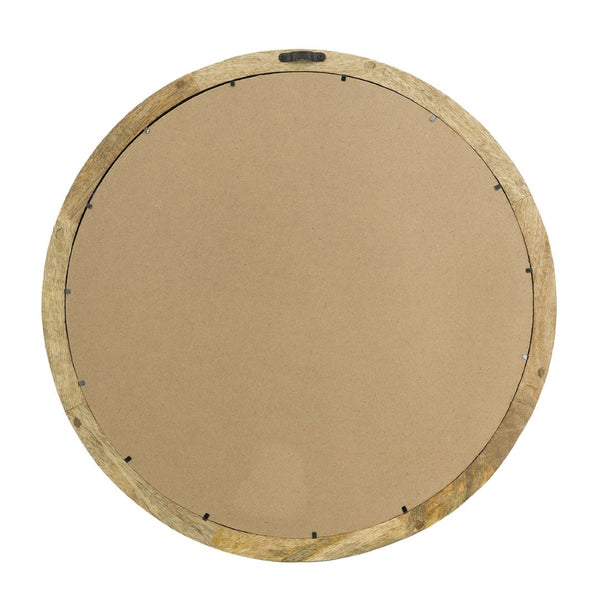 English Elm D20x1.5"transitional Mango Wood Round Mirror Natural Finish Porthole Frame Entryway Bath W2078130544
