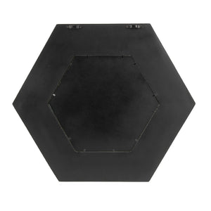 English Elm 18.5" Hexagonal Teak Wood Frame Wall Mirror Organic Geometric Accent for Any Room Black W2078133976